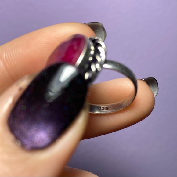 FACETED RUBY W/ 925 STERLING SILVER RING - Picture 5 of 15